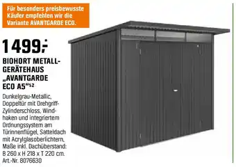 OBI BIOHORT METALL- GERÄTEHAUS ,,AVANTGARDE ECO A5" Angebot