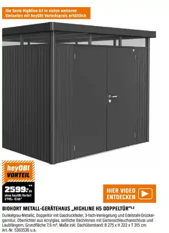 OBI BIOHORT METALL-GERÄTEHAUS „HIGHLINE H5 DOPPELTÜR" Angebot