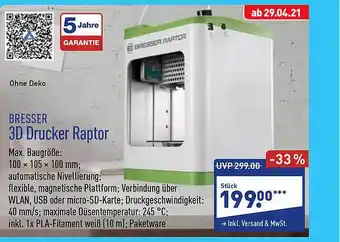 Aldi Nord Bresser 3d Drucker Raptor Angebot