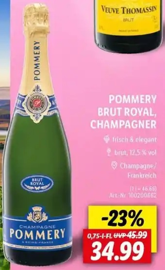 Lidl POMMERY BRUT ROYAL, CHAMPAGNER 0,75 L-Fl. Angebot