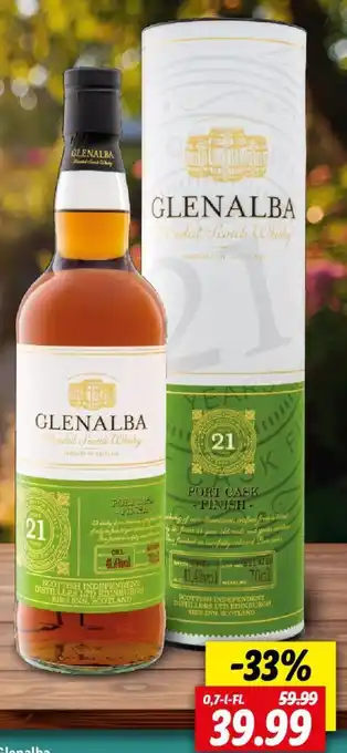 Lidl Glenalba Blended Scotch Whisky 21 Jahre Port Cask Finish mit Geschenkbox 0,7 L-Fl. Angebot