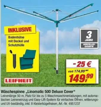 toom Baumarkt LEIFHEIT Wäschespinne ,,Linomatic 500 Deluxe Cover" Angebot