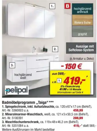 toom Baumarkt Pelipal Badmöbelprogramm „Taiga“ Angebot