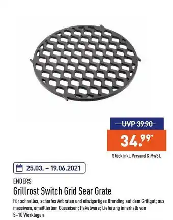 Aldi Nord Enders Grillrost Switch Grid Sear Grate Angebot