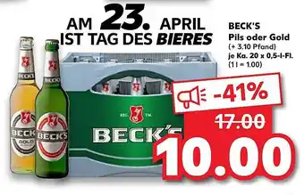 Kaufland Beck's Pils Oder Gold 20x0,5L Angebot