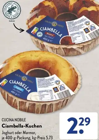 Aldi Süd CUCINA NOBILE Ciambella-Kuchen 400 g Packung Angebot