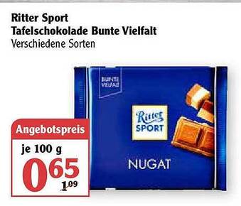 Globus Ritter Sport Tafelschokolade Bunte Vielfalt Angebot