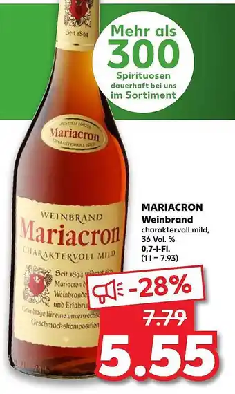 Kaufland Mariacron Weinbrand 0,7L Angebot