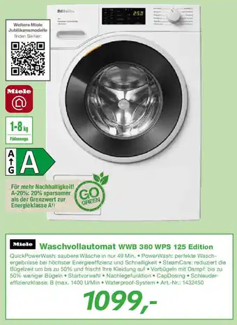 EP Miele Waschvollautomat WWB 380 WPS 125 Edition Angebot
