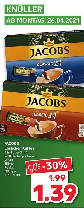 Kaufland Jacobs Loslicher Kaffee 140-180g Angebot