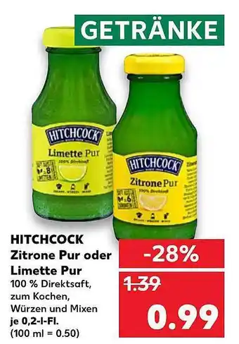 Kaufland Hitchcock Zitrone Pur Oder Limette Pur 0,2L Angebot