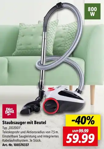 Lidl Dirt Devil Staubsauger mit Beutel „DD2001" Angebot