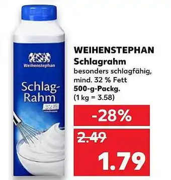 Kaufland Weihenstephan Schlagrahm 500g Angebot