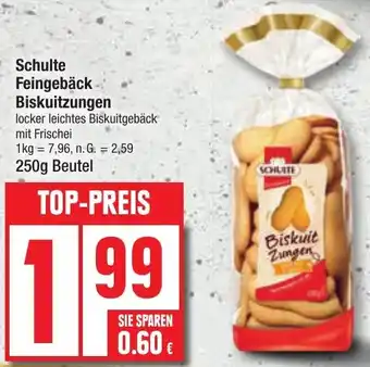 Edeka Schulte Feingebäck Biskuitzungen 250g Beutel Angebot