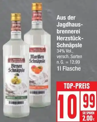 Edeka Aus der Jagdhausbrennerei Herzstück Schnäpsle 1 L Flasche Angebot