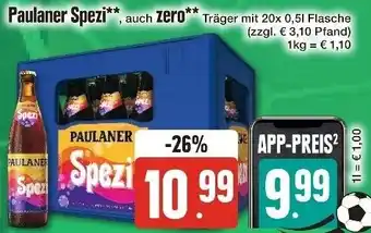 Edeka Paulaner Spezi auch zero 20x0,5 L Flasche Angebot