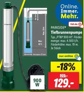 Lidl PARKSIDE Tiefbrunnenpumpe „PTBP 900 A1" Angebot