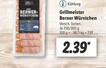 Lidl Grillmeister Berner Würstchen 250/300g Angebot