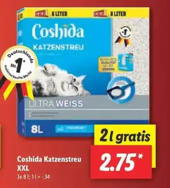 Lidl Coshida Katzenstreu XXL 8L Angebot