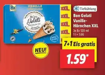 Lidl Bon Gelati Vanille Hörnchen XXL 8x120ml Angebot