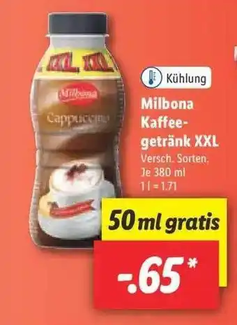 Lidl Milbona Kaffeegetränk XXL 380ml Angebot