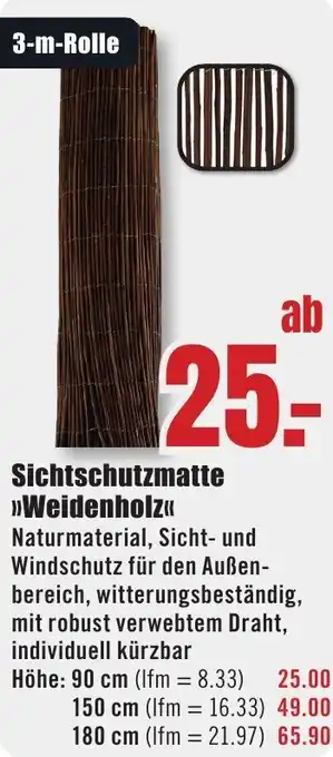 B1 Discount Baumarkt Sichtschutzmatte Weidenholz Angebot