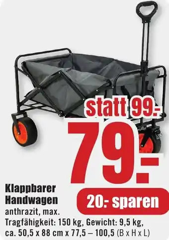 B1 Discount Baumarkt Klappbarer Handwagen Angebot