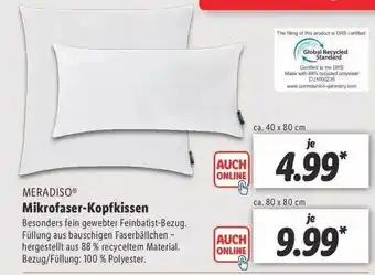 Lidl Meradiso Mikrofaser Kopfkissen Angebot