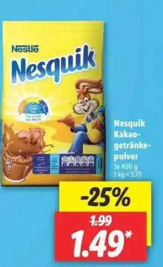 Lidl Nesquik Kakaogetränkepulver 400g Angebot