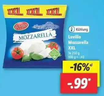 Lidl Lovilio Mozzarella XXL 250g Angebot