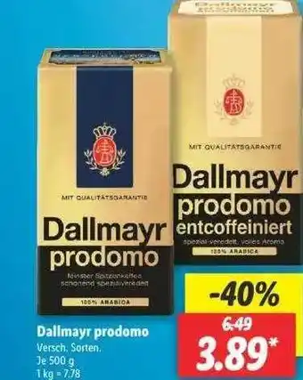 Lidl Dallmayr Prodomo 500g Angebot