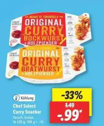 Lidl Chef Select Curry Snacker 220g Angebot