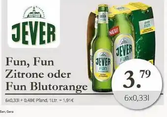 Sagasser Jever Fun, Fun Zitrone Oder Fun Blutorange 6x0,33L Angebot