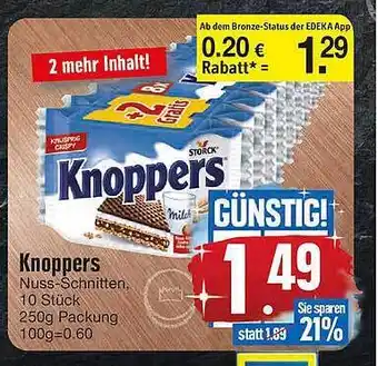 Edeka Knoppers Nuss-Schnitten 10 Stück Angebot