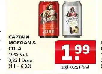 Getränkehaus Captain Morgan & Cola 0,33L Angebot