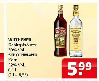 Getränkehaus Wilthener oder Strothmann 0,7L Angebot