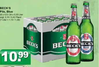 Getränkeparadies Gefromm Beck's Pils, Blue 20x0,5L/24x0,33L Angebot