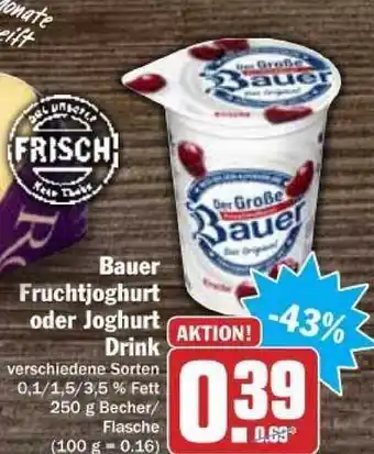 dodenhof Bauer Fruchtjoghurt Oder Joghurt Drink 250g Becher Angebot