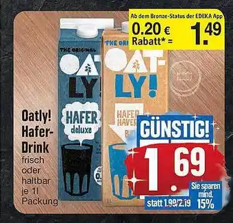 Edeka Oatly! Hafer Drink Angebot