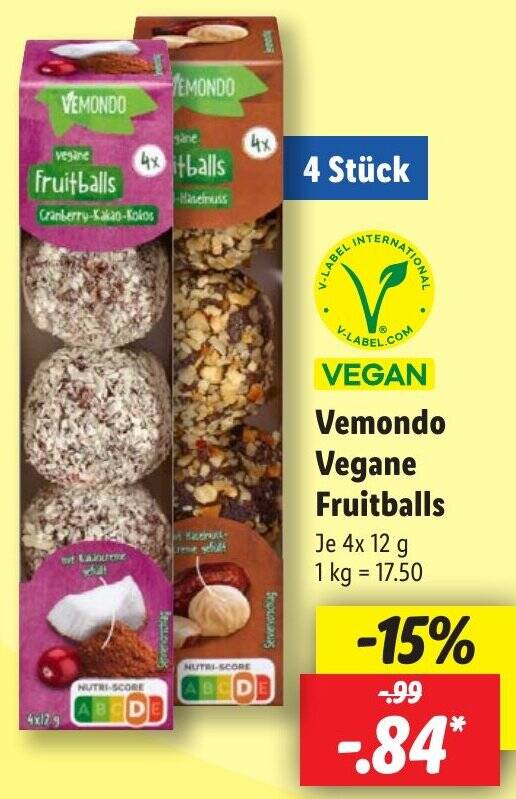 Vemondo Vegane Fruitballs 4x12 g Angebot bei Lidl