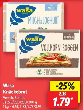 Lidl Wasa Knäckebrot 275/260/230/200 g Angebot