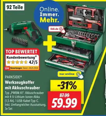Lidl PARKSIDE Werkzeugkoffer mit Akkuschrauber Angebot