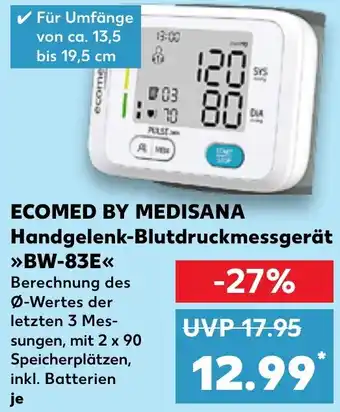 Kaufland ECOMED BY MEDISANA Handgelenk-Blutdruckmessgerät BW-83E Angebot