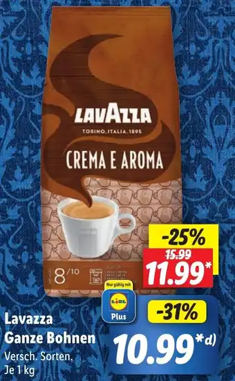 Lidl Lavazza Ganze Bohnen 1 kg Angebot