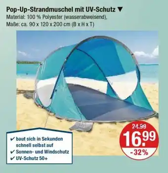 V Markt Pop-Up-Strandmuschel mit UV-Schutz Angebot