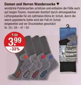 V Markt Damen und Herren Wandersocke Angebot