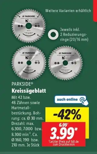 Lidl PARKSIDE Kreissägeblatt Angebot