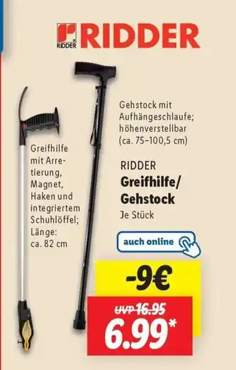 Lidl RIDDER Greifhilfe/ Gehstock Angebot
