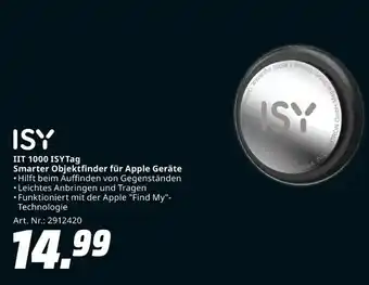 MediaMarkt ISY IIT 1000 ISYTag Smarter Objektfinder für Apple Geräte Angebot