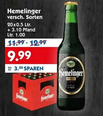 Hol'ab Getränkemarkt Hemelinger versch. Sorten 20 x 0.5 Ltr. + 3.10 Pfand Ltr. 1.00 Angebot